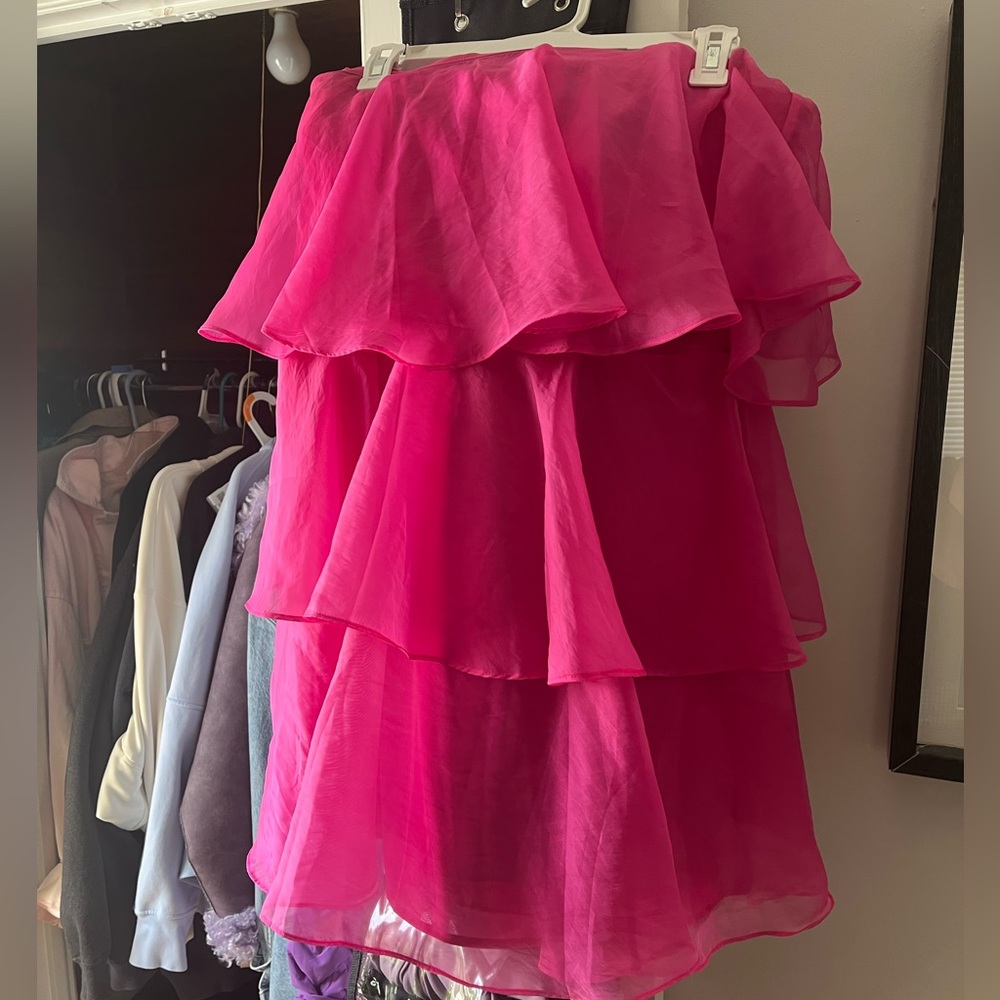 Pink Strapless Ruffle Dress - Picture 2 of 5